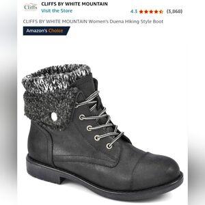 Cliffs White Mountain Duena Women Hiking/Moto Knit Sweater Sock Boots Black 8.5